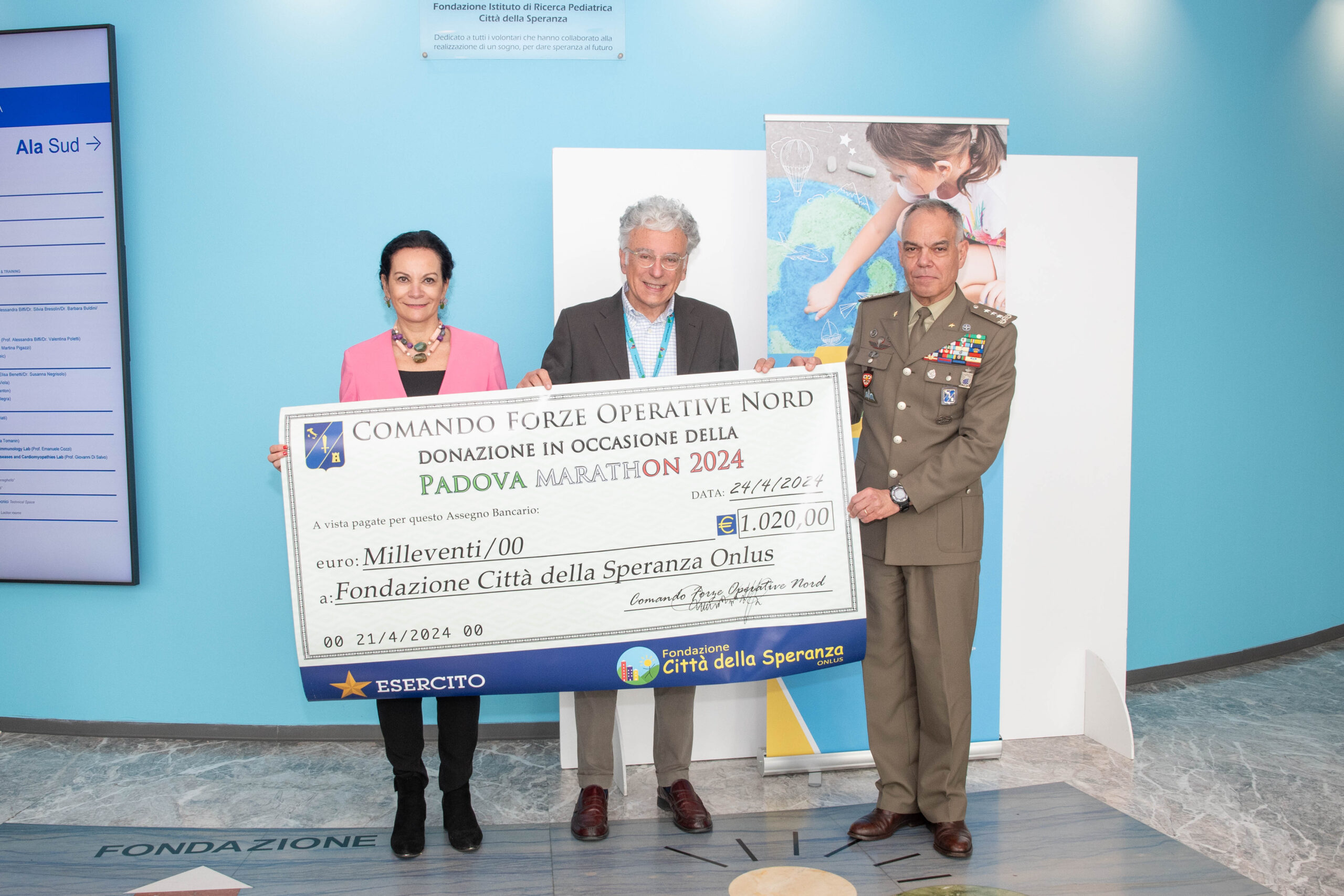 Il Comandante delle Forze Operative Nord dell’Esercito in visita all’Istituto di Ricerca Pediatrica “Città della Speranza”