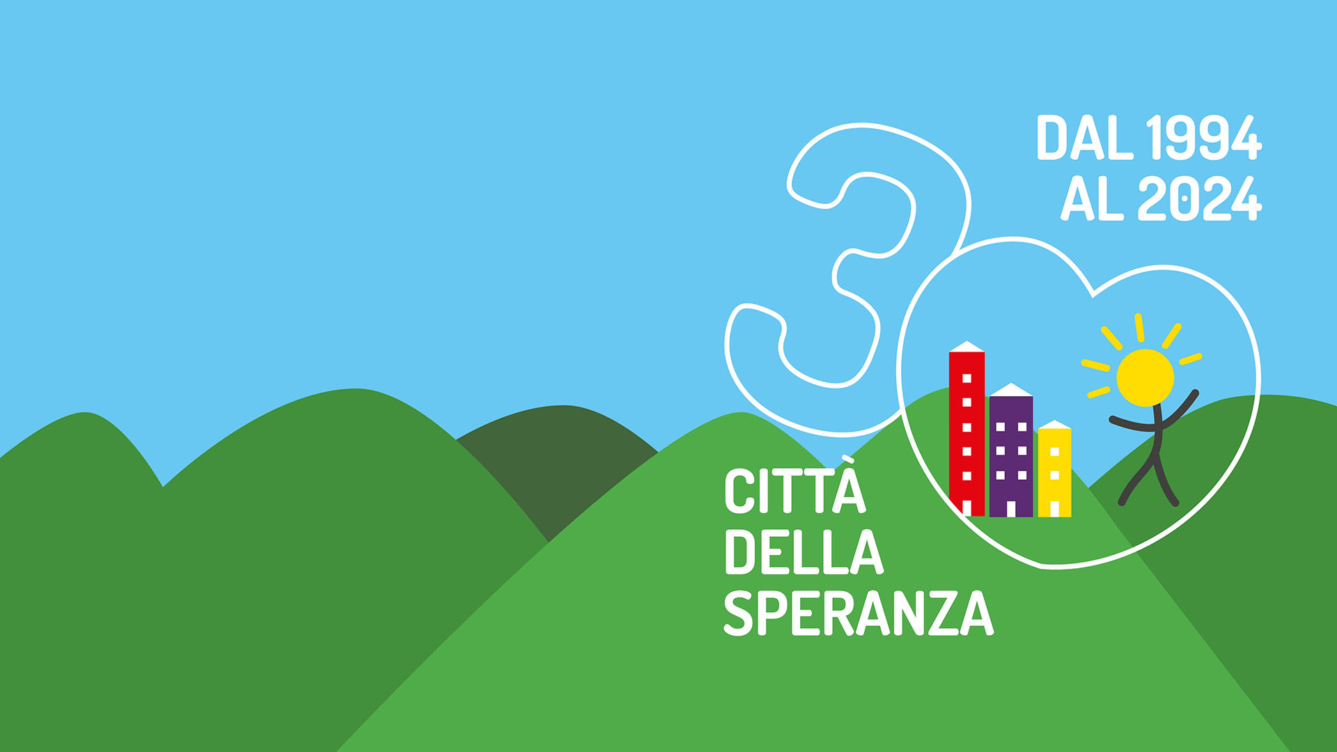 grafica per i 30 anni di Città della speranza