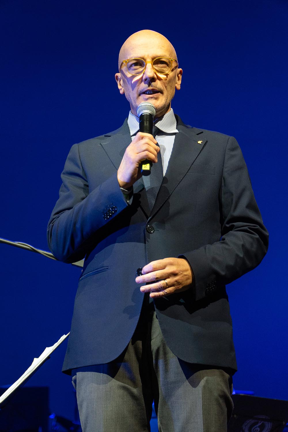 intervento sul palco per l'anniversario 30 anni di Città della Speranza