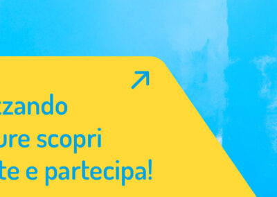 banner con un bambino che colora il muro di azzurro
