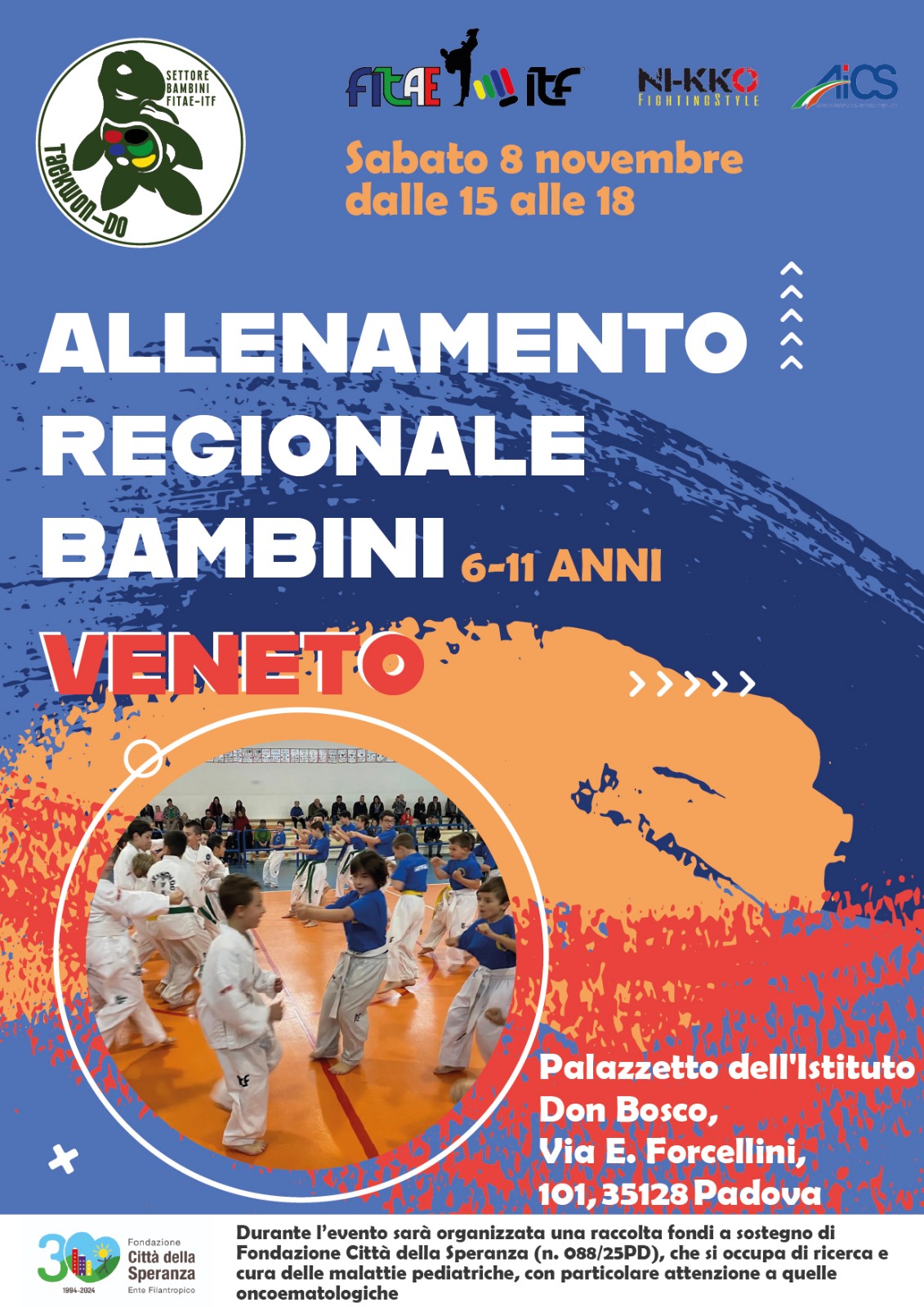 Locandina Primo allenamento regionale bambini FITAE-ITF