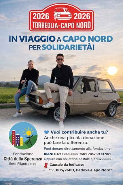 Locandina In Viaggio da Torreglia-Capo Nord per la solidarietà 2026