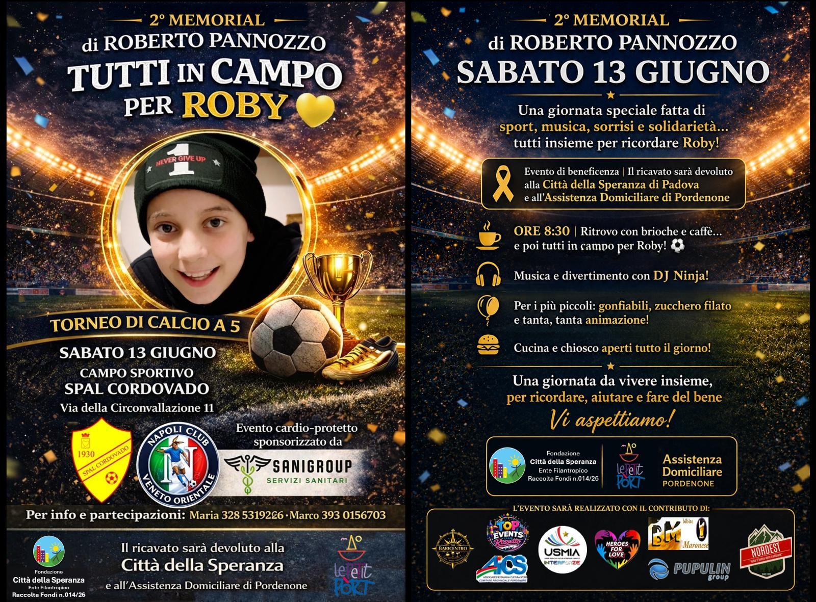 Locandina Tutti in campo per Roby