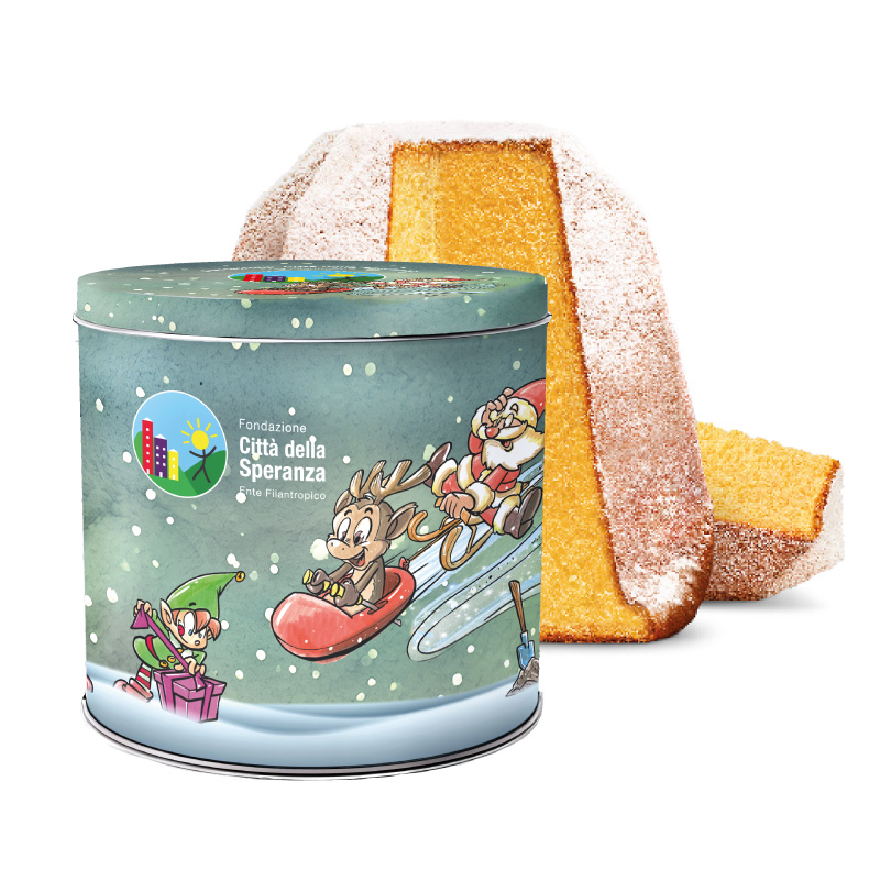 Pandoro con scatola di latta Città della Speranza, Natale 2026