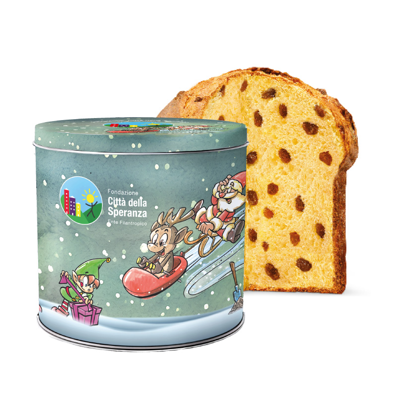 Panettone tradizionale con scatola di latta Città della Speranza, Natale 2026