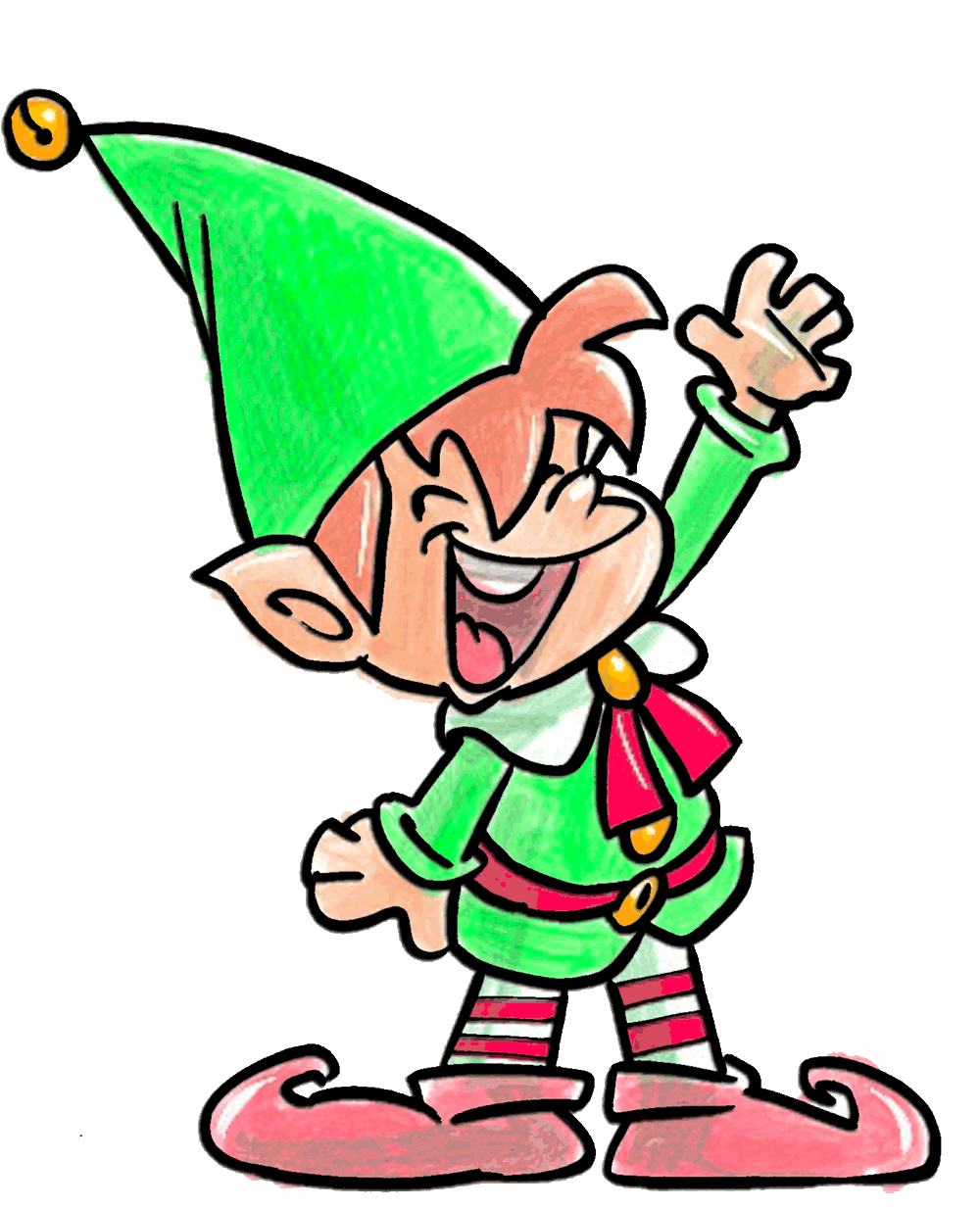 Illustrazione di un elfo di Natale che saluta